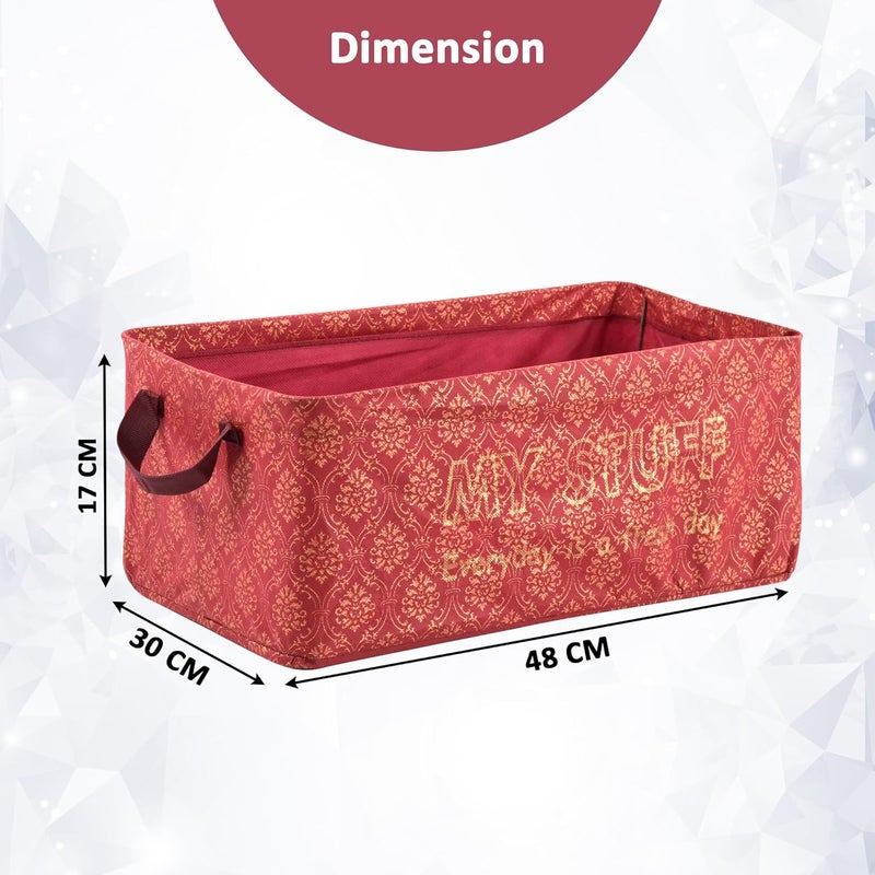 Urbane Home Urbane Home Pack of 6 Foldable NonWoven Storage Box for Clothes Dress Towel Organiser for Wardrobe Collapsible Container Basket Grey Maroon - Image 3