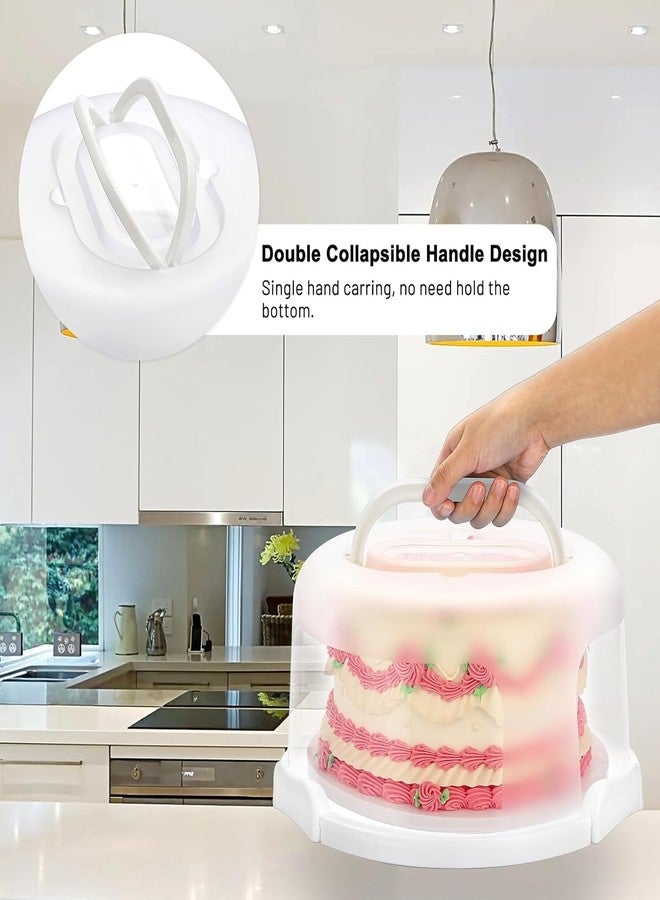 CLAPONE Cake Carrier with Lid and Handle/Cake Containers/Cake Holder for 11 inch/Cake with 3 Handles Cupcake Carrier/Cake Boxe Packing/Plastic Cover Three Sided Base/Round Storage Carrier(Multicolour) - Image 5