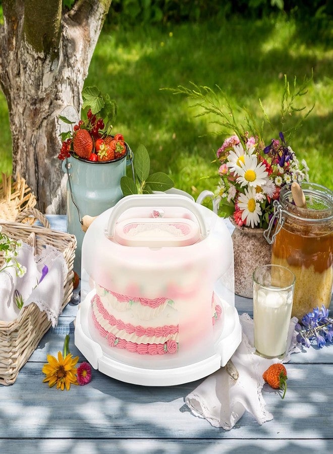 CLAPONE Cake Carrier with Lid and Handle/Cake Containers/Cake Holder for 11 inch/Cake with 3 Handles Cupcake Carrier/Cake Boxe Packing/Plastic Cover Three Sided Base/Round Storage Carrier(Multicolour) - Image 4