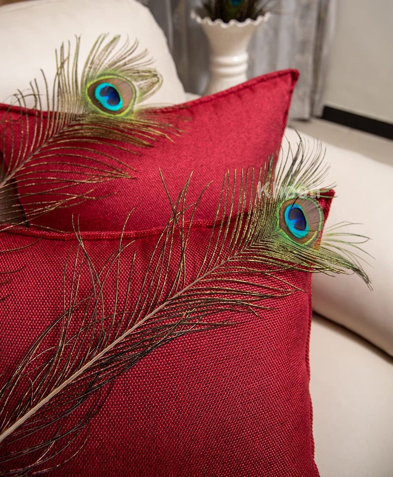 Khooti Christmas Decorative Jute Square Cushion Cover Throw Pillow Cover for Living Room Couch Diwan Single Seater Sofa, Colourful Modern Small 24 x 24 Inches / 60 x 60 cm Colour Red Set of 5 Pieces - Image 3