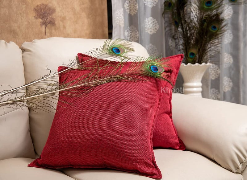 Khooti Christmas Decorative Jute Square Cushion Cover Throw Pillow Cover for Living Room Couch Diwan Single Seater Sofa, Colourful Modern Small 24 x 24 Inches / 60 x 60 cm Colour Red Set of 5 Pieces - Image 4