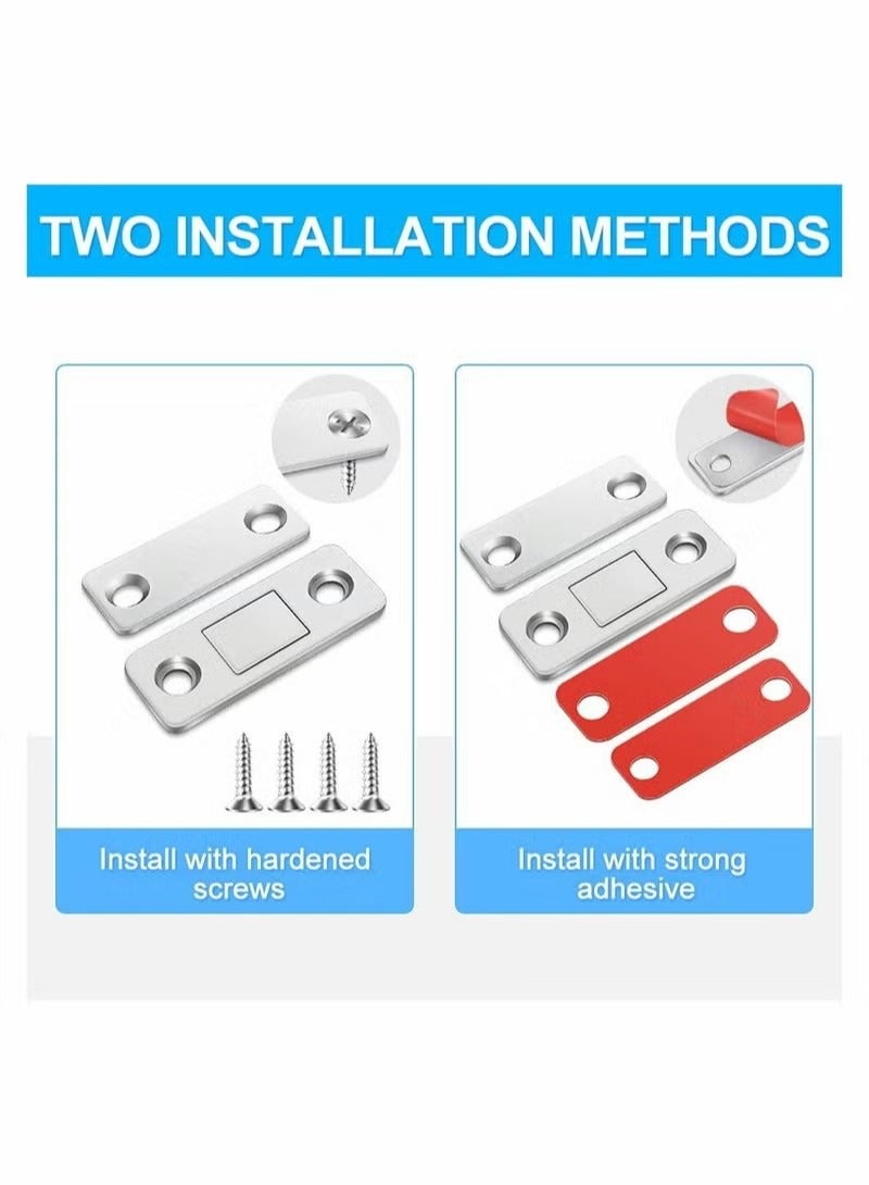 4 Pack Magnetic Door Catch, Ultra Thin Cabinet Magnets Stainless Steel Cabinet Door Magnetic Catch, Adhesive Cabinet Door Magnets for Kitchen Closet Drawer Magnetic Cabinet Latch - Image 5