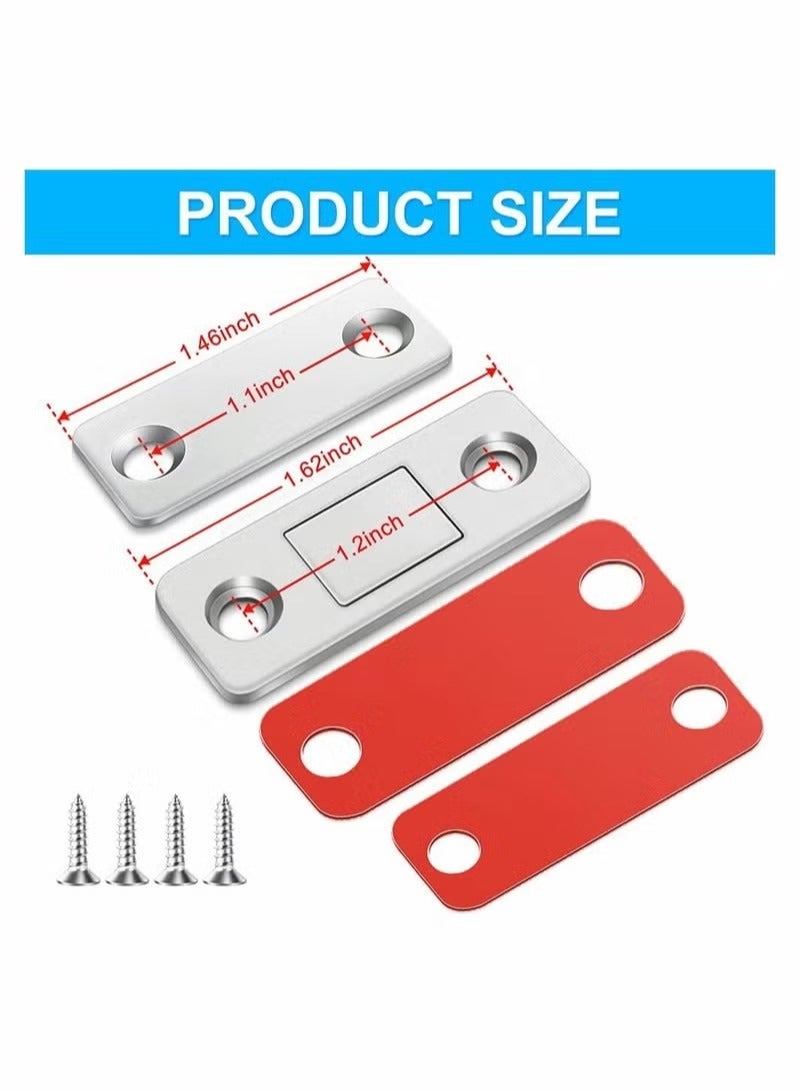 4 Pack Magnetic Door Catch, Ultra Thin Cabinet Magnets Stainless Steel Cabinet Door Magnetic Catch, Adhesive Cabinet Door Magnets for Kitchen Closet Drawer Magnetic Cabinet Latch - Image 2