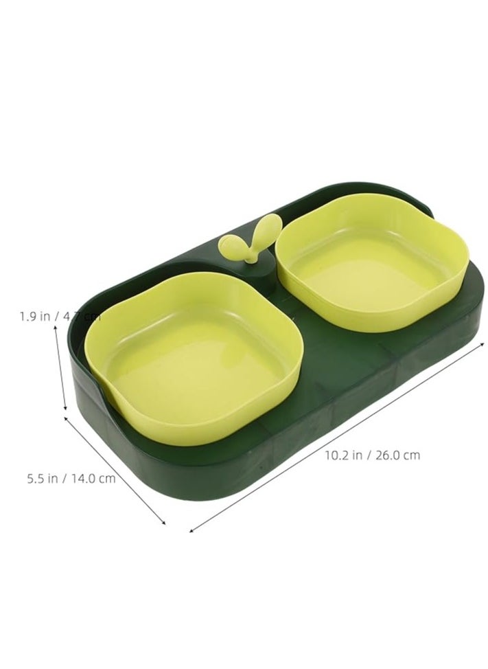 SAAS Plastic Cat Bowls Double Cat Food Bowl : Pet Feeder Bowl Puppy Bowls Dog Water Bowl Pet Feeding Bowl Cat Dishes for Food and Water, 26.00X14.00X4.70CM, Green  - Image 4