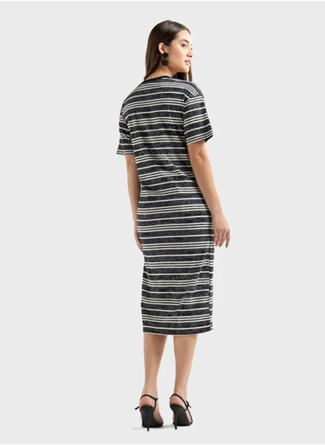 FAV Striped Crew Neck Dress