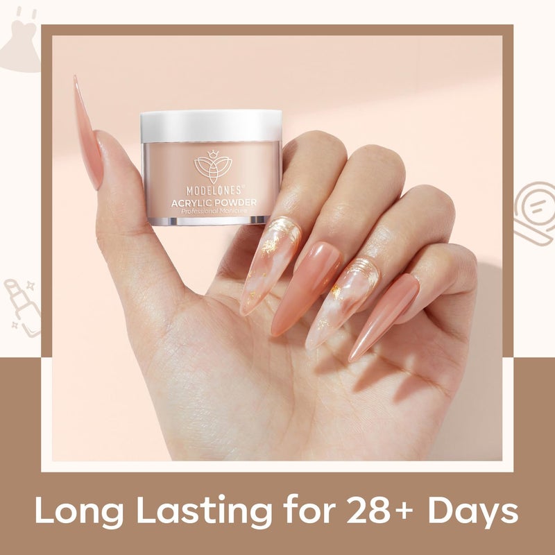 Modelones Acrylic Powder 6 Colors Acrylic Nail Powder Kit Skin Tones Brown Neutral Milky Daily Elegant Nail Acrylic Powder for 3D Acrylic Nail Art Nail Extension No Nail Lamp Needed - Image 3