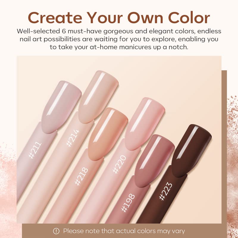 Modelones Acrylic Powder 6 Colors Acrylic Nail Powder Kit Skin Tones Brown Neutral Milky Daily Elegant Nail Acrylic Powder for 3D Acrylic Nail Art Nail Extension No Nail Lamp Needed - Image 5