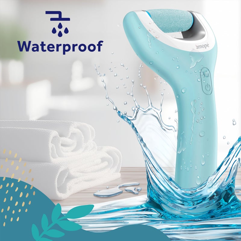 Amope Pedi Perfect Pro Wet & Dry Electric Foot File Callus Remover Kit, Waterproof, Rechargeable, Pedicure Tool for Feet, Removes Hard, Dead Skin, Feet Scrubber w/ Diamond Crystals, w/ 3 Roller Heads - Image 4