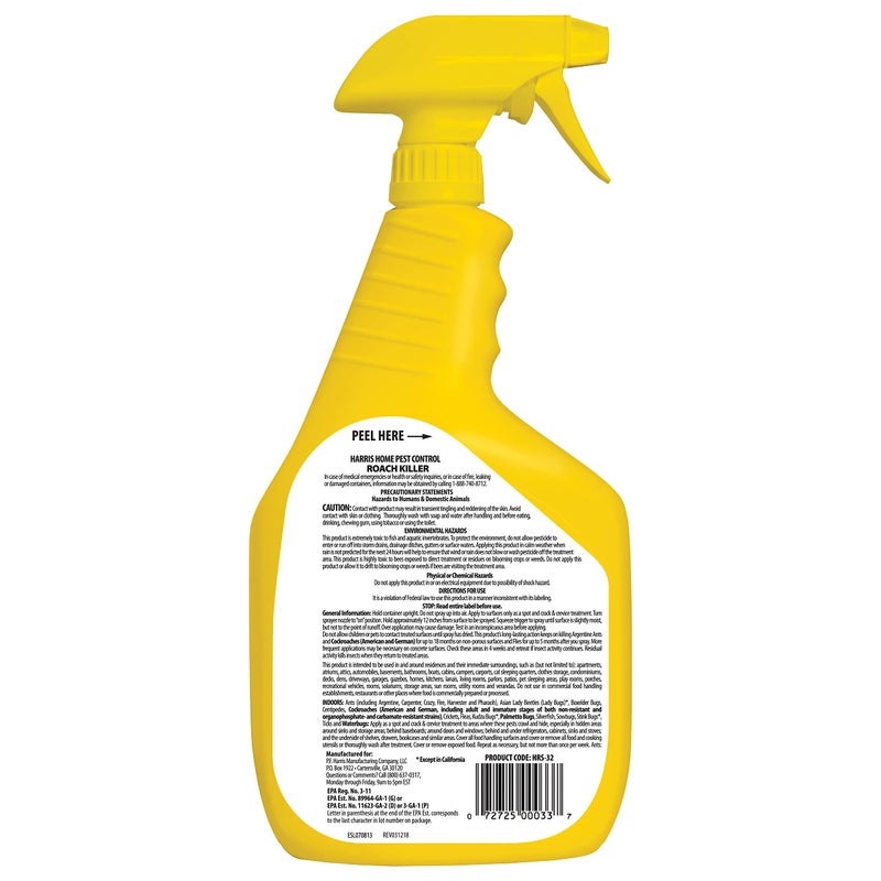 Harris Roach Killer, Liquid Spray with Odorless and Non-Staining 12-Month Extended Residual Kill Formula (32oz) - Image 2