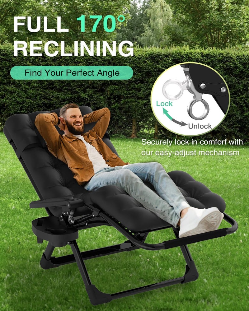 ZENPETIO Zero Gravity Chair, Reclining Camping Chair with Cup Holder and with Removable Cushion, Anti Gravity Lounge Chair for Indoor and Outdoor - Image 5