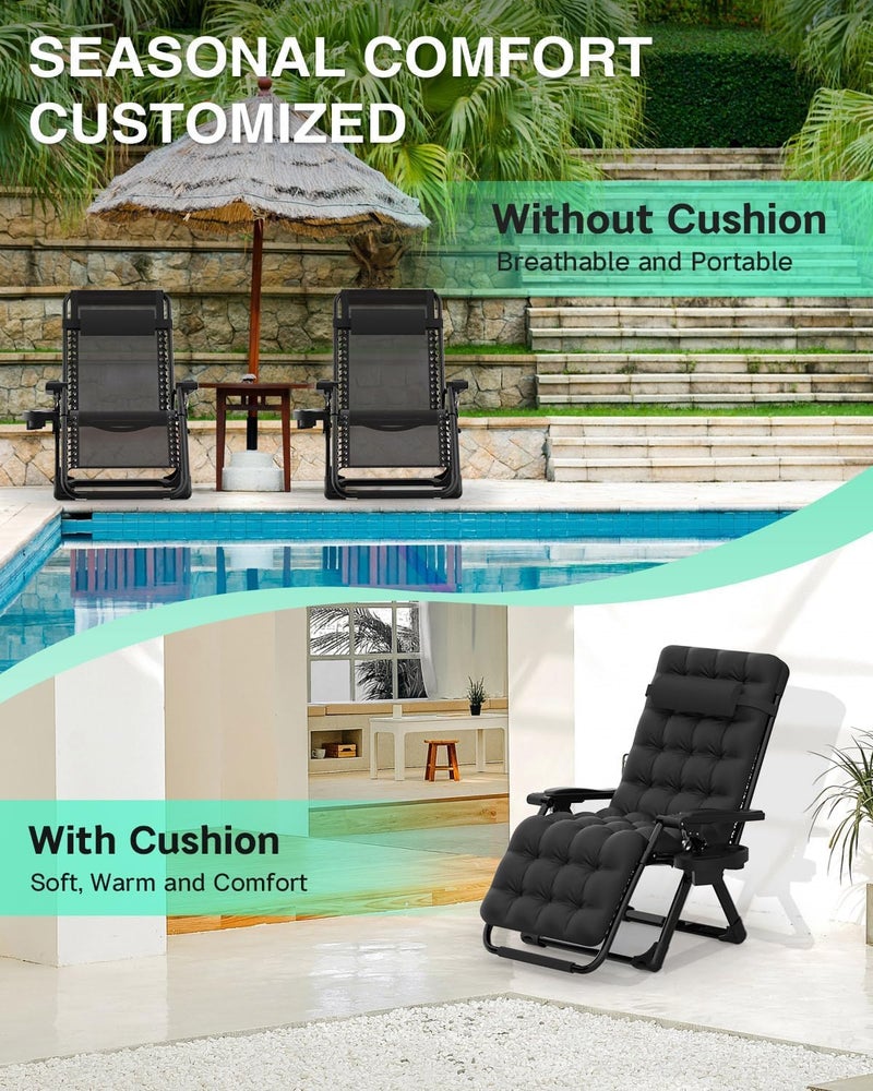 ZENPETIO Zero Gravity Chair, Reclining Camping Chair with Cup Holder and with Removable Cushion, Anti Gravity Lounge Chair for Indoor and Outdoor - Image 4