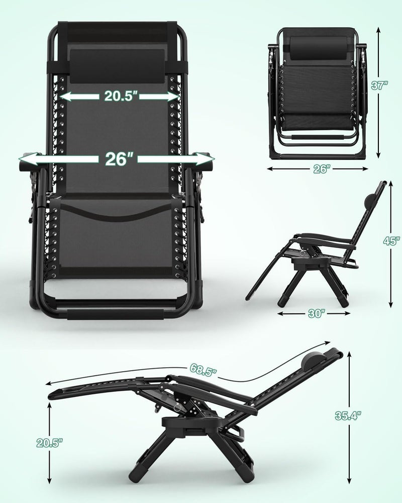 ZENPETIO Zero Gravity Chair, Reclining Camping Chair with Cup Holder and with Removable Cushion, Anti Gravity Lounge Chair for Indoor and Outdoor - Image 2