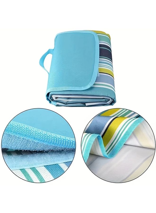 Blue Oxford Beach Blanket Portable Foldable 200x150cm Outdoor Mat Machine Washable for Camping Picnic - Image 3