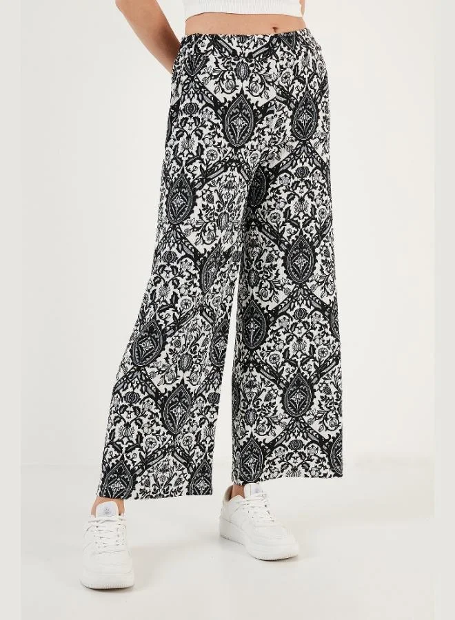 ليلا بنطلون واسع بخصر مطاطي بنقش ليلى للنساء