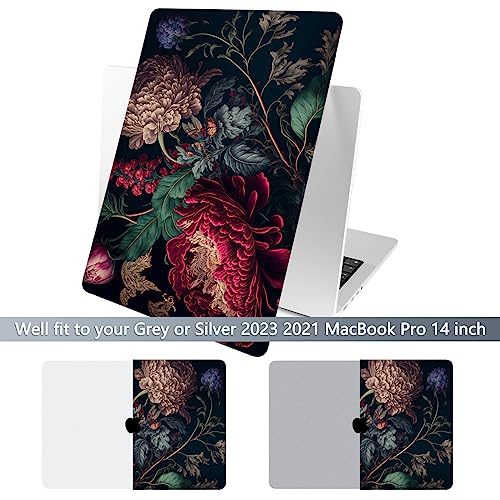 Batianda for MacBook Pro 14 Inch Case 2026-2021 Release M5 M4 M3 M2 M1 Pro/Max, 1.2mm Slim Graphic Hard Shell Cover with Keyboard Cover, Screen Protector 4-in-1 Bundle, Vintage Flower - Image 3