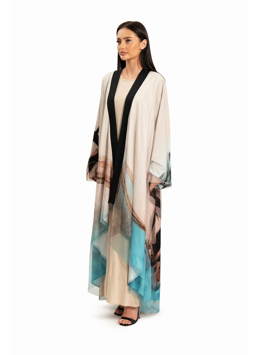 وي كرييت Women Beige Kaftan with Transparent Sleeves By WECRE8
