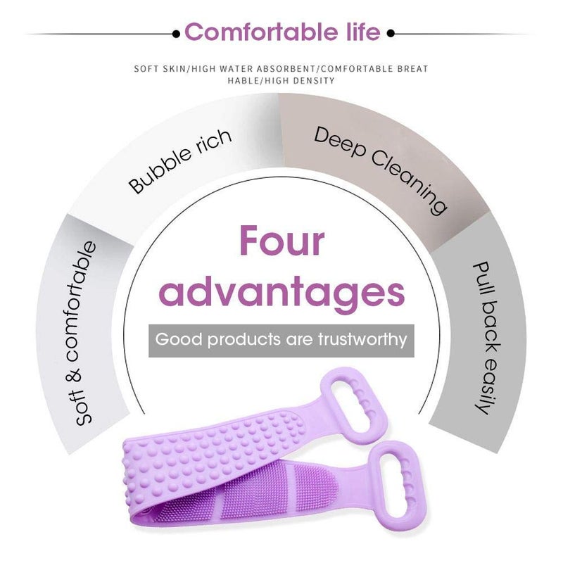 LAVNIK Silicone Bath Towel Dual Side Back Scrubber Belt Body Bath Brush Cleaning Tools Massage Brush and Massager Shower Belt Double Sided Shower Exfoliating Belt for All Kinds of Skin Multi color - Image 5