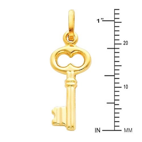 The World Jewelry Center 14k REAL Yellow Gold Key Charm Pendant - Image 2