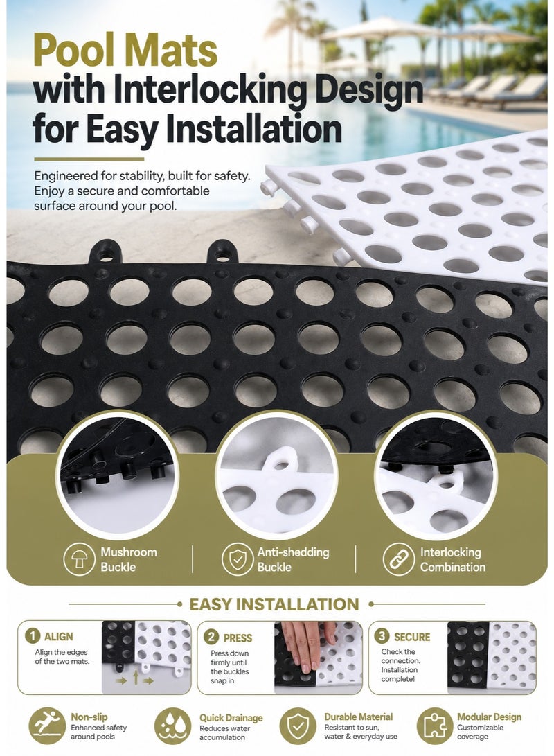 JoyousSto 20 Pack Interlocking Rubber Floor Tiles,30cm x 30cm (11.8" x 11.8") Soft PVC Drainage Mat, Non Slip Shower Floor Mat with Drain Holes for Pool, Patio, Balcony, Kennel, Basement,Black & White Group(10 Black&10 White) - Image 4