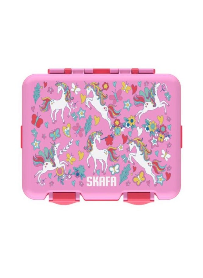 SKAFA Bento Box | Lunch Box 4 Compartments With Spoon and Fork Set, Ideal Portion Size 1150 ML, Leak-Proof, Toddler-Friendly, Dishwasher Safe, BPA-Free. (Pink-UCI) - Image 1