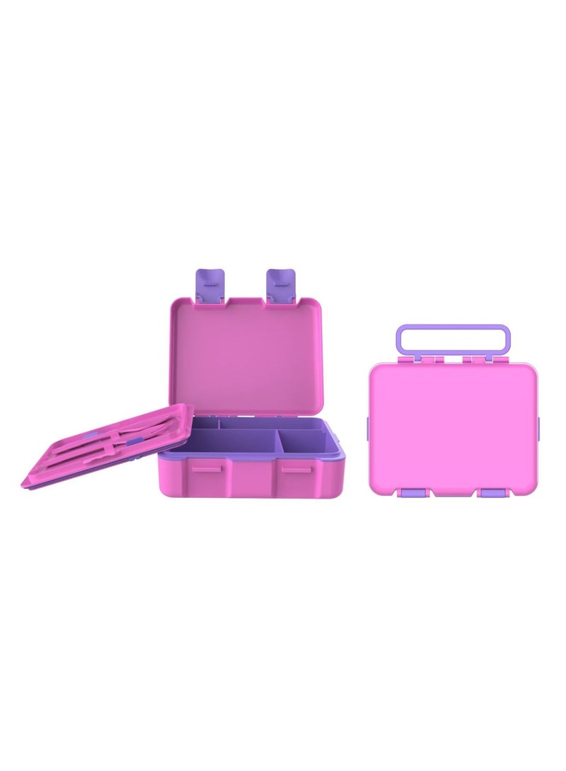 SKAFA Bento Box | Lunch Box 4 Compartments With Spoon and Fork Set, Ideal Portion Size 1150 ML, Leak-Proof, Toddler-Friendly, Dishwasher Safe, BPA-Free. (Pink-UCI) - Image 2