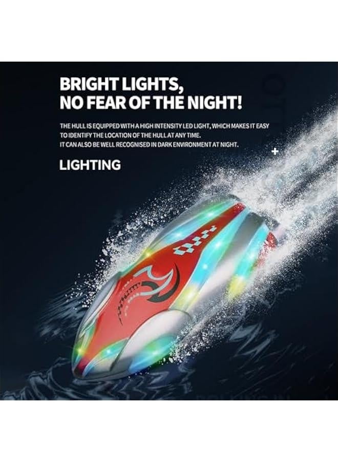 Mini RC Boat with LED Lights, Remote Control Boat for Kids and Adults, 2.4GHz Stunt RC Racing Boats with 360° Flip for Bathtub, Pools and Lakes, Gift for 6+ Year Old Boys and Girls (Red) - Image 5