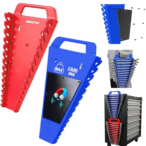 SEDY 2Pack Magnetic Wrench Organizer with NonSlip Handle 24Slot HeavyDuty Wrench Rack Holders for Toolbox Drawer Storage Fits SAE 141116 and Metric 6mm24mm Wrenches - Image 1