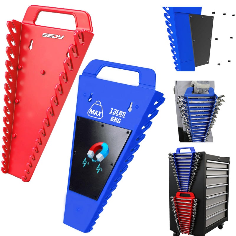 SEDY 2Pack Magnetic Wrench Organizer with NonSlip Handle 24Slot HeavyDuty Wrench Rack Holders for Toolbox Drawer Storage Fits SAE 141116 and Metric 6mm24mm Wrenches - Image 2