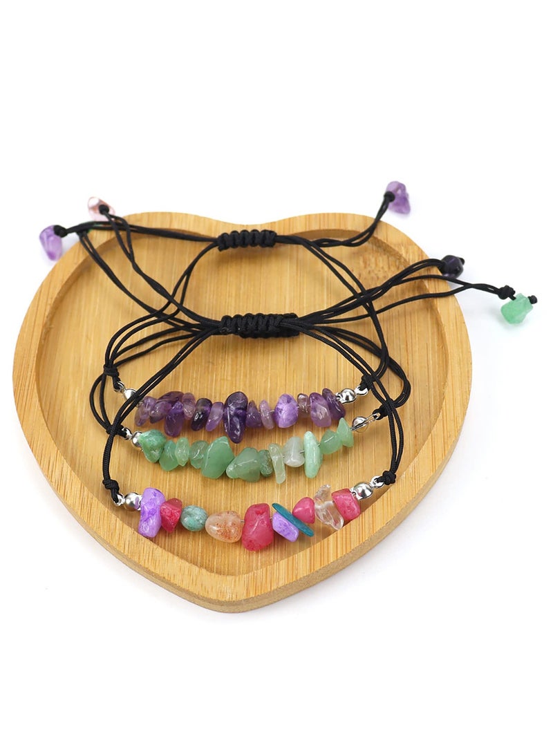 SYOSI 12 Pieces Crystal Chip Bracelets Set, Natural Gemstone Bracelets, Irregular Chips Beads Bracelet for Women Girls Handmade String Relief Reiki Yoga Bracelet Anxiety Healing Stones Bracelets - Image 2