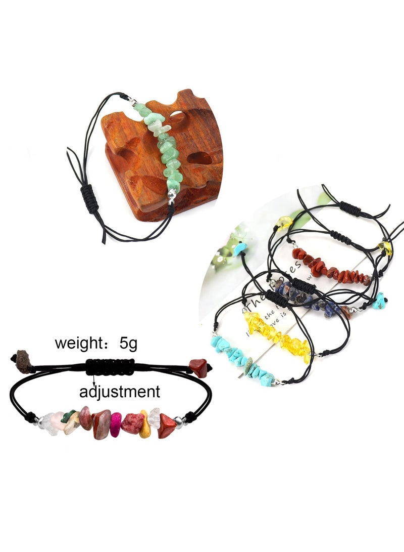 SYOSI 12 Pieces Crystal Chip Bracelets Set, Natural Gemstone Bracelets, Irregular Chips Beads Bracelet for Women Girls Handmade String Relief Reiki Yoga Bracelet Anxiety Healing Stones Bracelets - Image 5