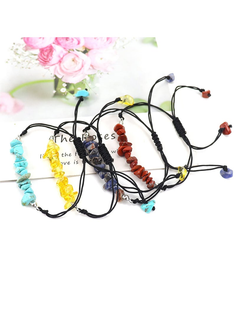 SYOSI 12 Pieces Crystal Chip Bracelets Set, Natural Gemstone Bracelets, Irregular Chips Beads Bracelet for Women Girls Handmade String Relief Reiki Yoga Bracelet Anxiety Healing Stones Bracelets - Image 3