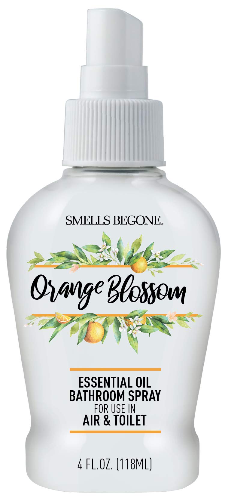 SMELLS BEGONE 4 oz Essential Oil Air Freshener Bathroom Spray Eliminates Bathroom Toilet Odors Made with Essential Oils Orange Blossom Scent
