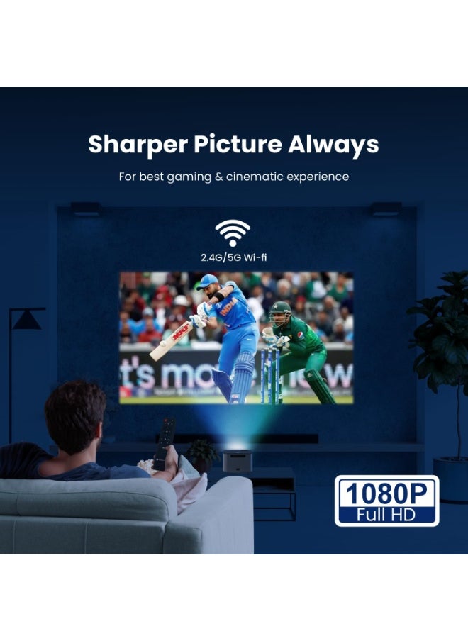 ماركة غير محددة - جهاز عرض LED ذكي 300 – دقة FHD 1080P، إضاءة 4300 لومن، حتى 200 بوصة، بنظام أندرويد، تطبيقات بث، واي فاي/إيثرنت، انعكاس شاشة، مكبر صوت مدمج - Image 1