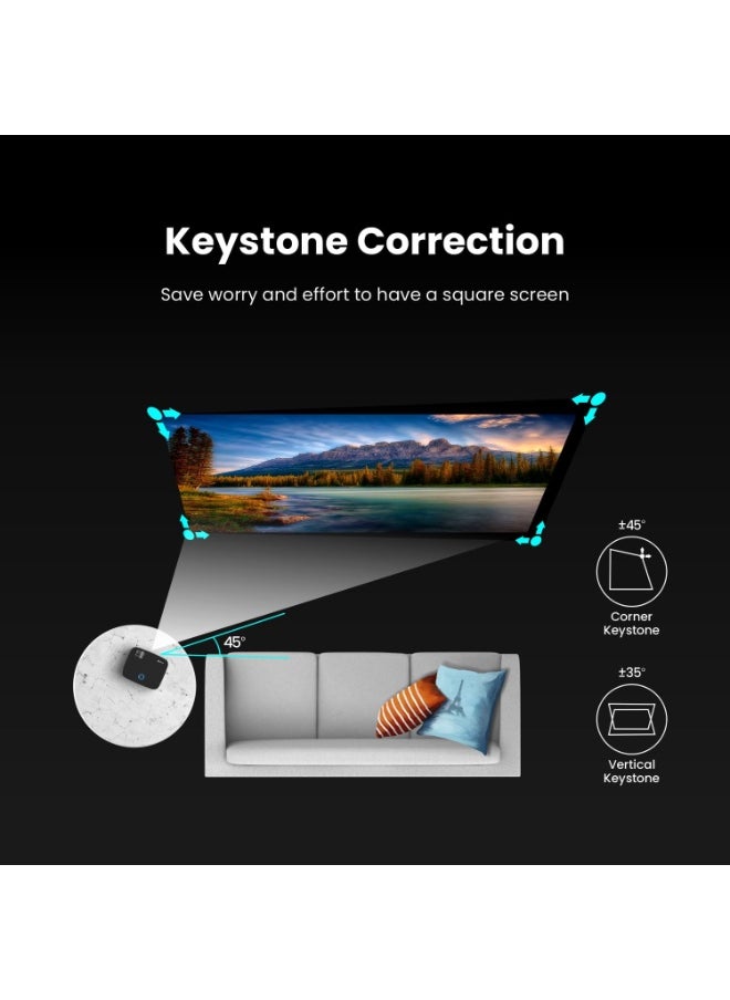 ماركة غير محددة - جهاز عرض LED ذكي 300 – دقة FHD 1080P، إضاءة 4300 لومن، حتى 200 بوصة، بنظام أندرويد، تطبيقات بث، واي فاي/إيثرنت، انعكاس شاشة، مكبر صوت مدمج - Image 1