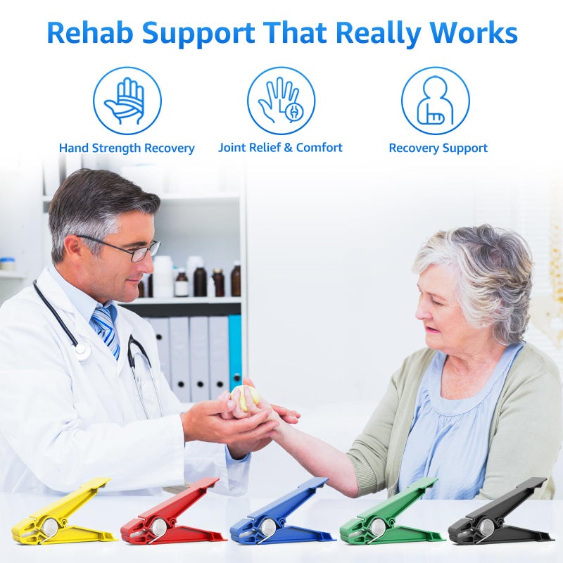 FitBeast Finger Exerciser Set â€“ 5 Resistance Clips for Hand Therapy, Grip Strength & Dexterity â€“ Ideal Finger Strengthener for Rehab, Stroke Recovery, Arthritis, Seniors & Athletes - Image 5