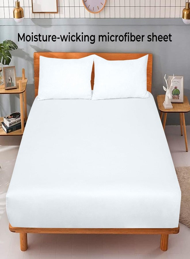 Royale Linens 2 Pack Fitted Sheet - Elastic Sheets - Queen Fitted Sheet Only -Soft & Breathable - Brushed 1800 Microfiber- Stain Resistant- Hotel Quality Deep Pocket Stretches Up to 16" (Queen, White) - Image 4