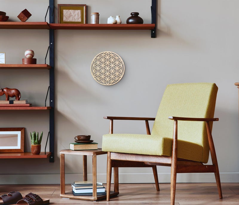 Fourth Level Manufacturing Fourth Level MFG 12â€ Flower of Life, Sacred Geometry Wood Wall Art, Creation Cycle Symbol, Zen Home Decoration for Yoga and Meditation, Good Energy Spiritual Altar Decor, Chakra Crystal Grid Board - Image 5