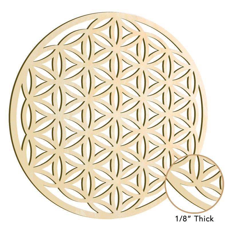 Fourth Level Manufacturing Fourth Level MFG 12â€ Flower of Life, Sacred Geometry Wood Wall Art, Creation Cycle Symbol, Zen Home Decoration for Yoga and Meditation, Good Energy Spiritual Altar Decor, Chakra Crystal Grid Board - Image 3