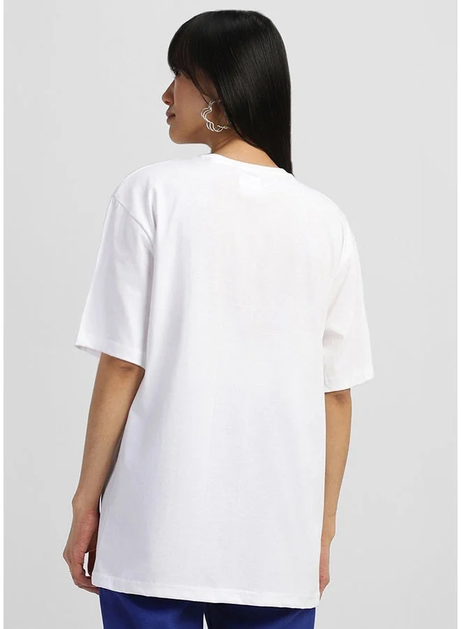 Juneberry Juneberry Pure Cotton  Printed Tshirt WHITE Color For Women