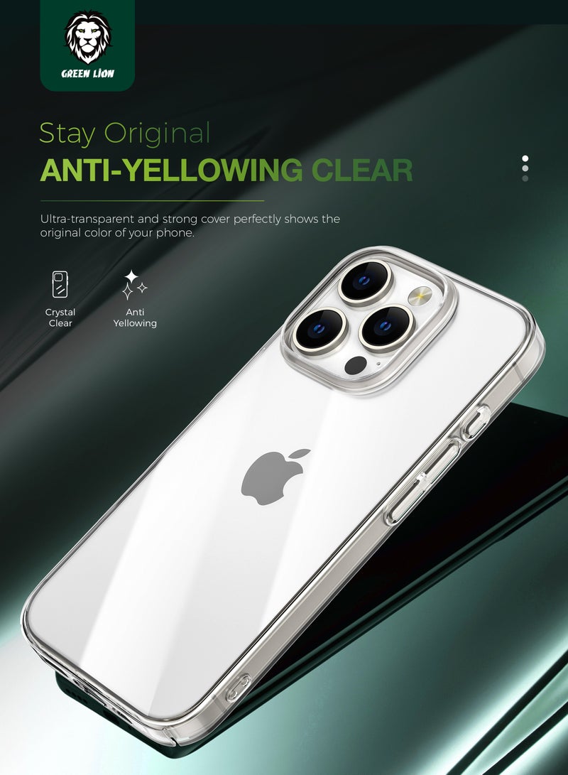 GREEN LION iPhone 16 Pro Delgado Case / Anti Fingerprint / Anti Scratch / Anti Yellowing / Shockproof / Daily Protection / Precise Cutouts / HD Clarity / Significant Slim Fit / Eco-Friendly Material - Clear - Image 1