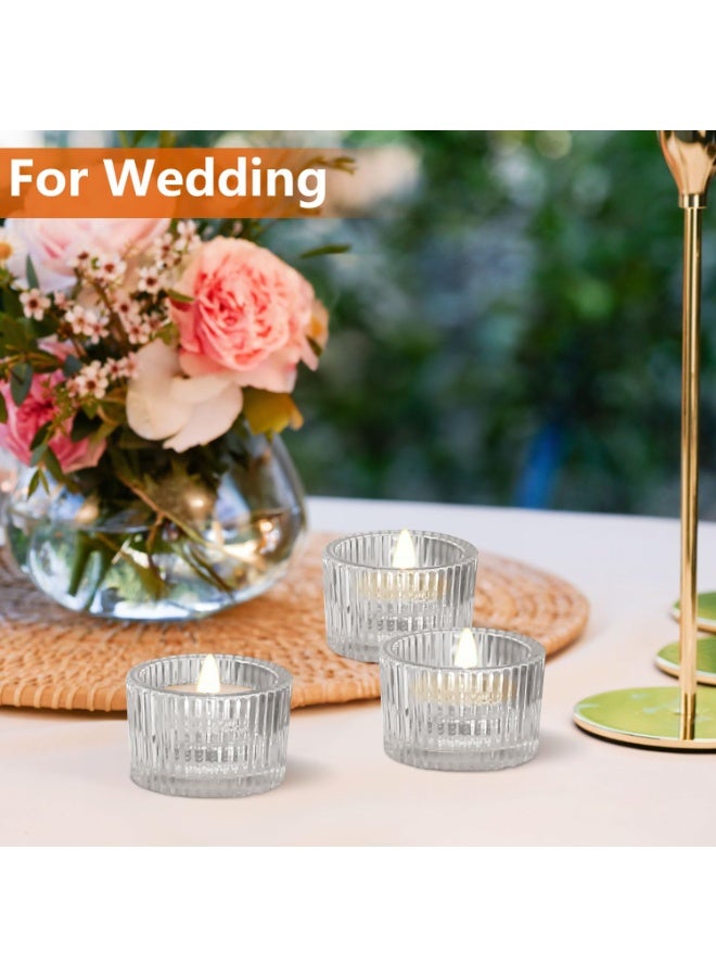 يو أو أو بوكس مجموعة من 4 حاملات شموع شفافة بتصميم نذري، حامل شموع صغير لزينة طاولة الزفاف، حامل شموع زجاجي صغير لحفلات أعياد الميلاد، عيد الحب، ديكور المنزل. - Image 3