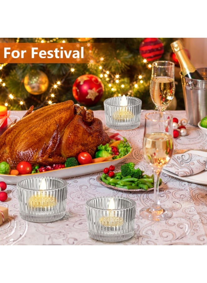 يو أو أو بوكس مجموعة من 4 حاملات شموع شفافة بتصميم نذري، حامل شموع صغير لزينة طاولة الزفاف، حامل شموع زجاجي صغير لحفلات أعياد الميلاد، عيد الحب، ديكور المنزل. - Image 4