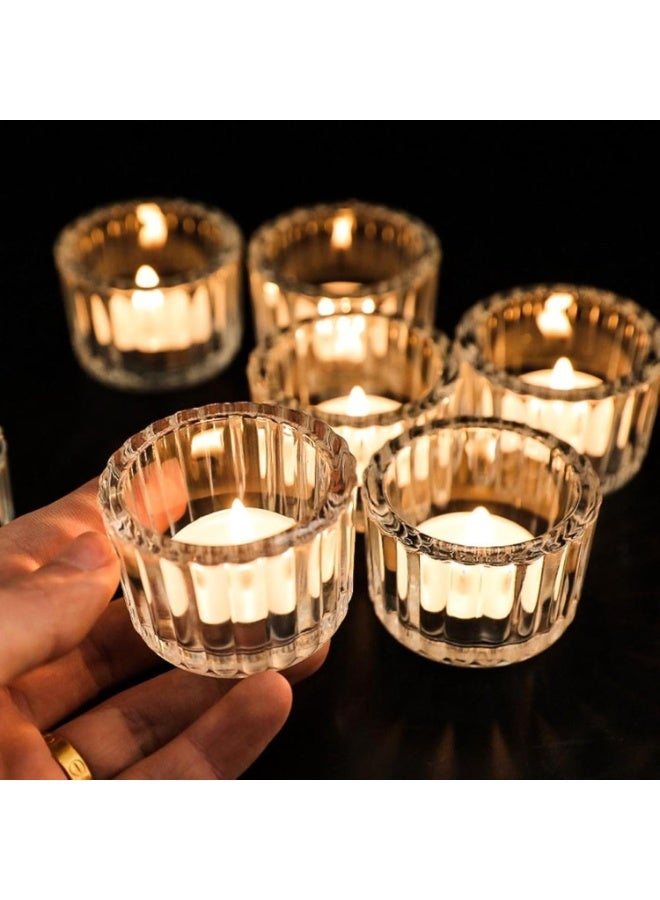 uoobox Clear Votive Candle Holders Bulk Set of 4, Tealight Candle Holder for Wedding Table Centerpiece, Glass Small Candle Holders for Birthday Party, Valentine's Day, Home Decor - Image 3