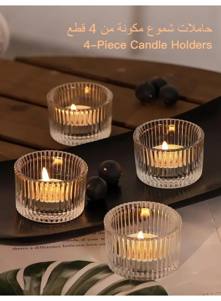 uoobox Clear Votive Candle Holders Bulk Set of 4, Tealight Candle Holder for Wedding Table Centerpiece, Glass Small Candle Holders for Birthday Party, Valentine's Day, Home Decor - Image 1