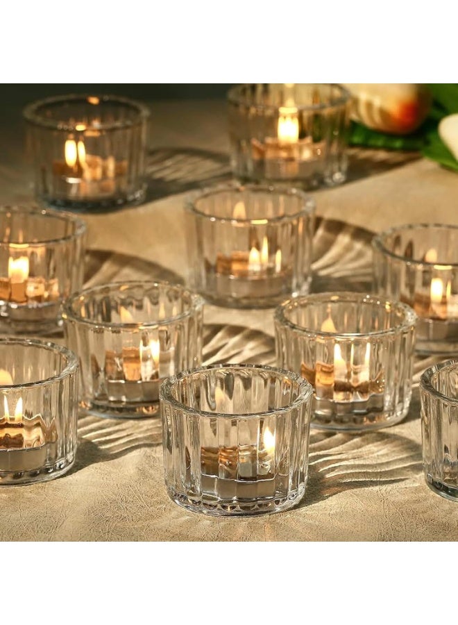 uoobox Clear Votive Candle Holders Bulk Set of 4, Tealight Candle Holder for Wedding Table Centerpiece, Glass Small Candle Holders for Birthday Party, Valentine's Day, Home Decor - Image 2