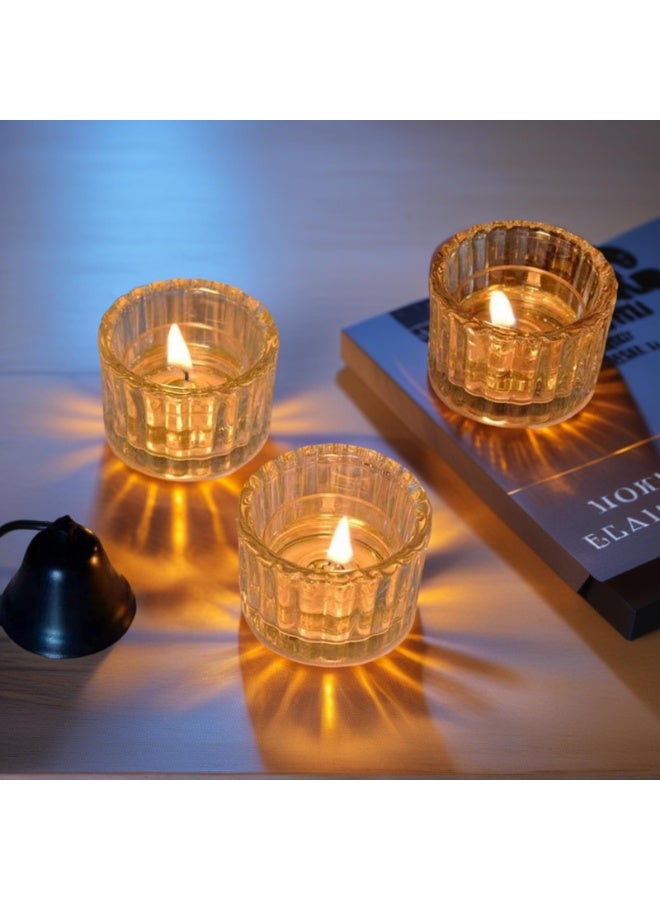 uoobox Clear Votive Candle Holders Bulk Set of 4, Tealight Candle Holder for Wedding Table Centerpiece, Glass Small Candle Holders for Birthday Party, Valentine's Day, Home Decor - Image 4