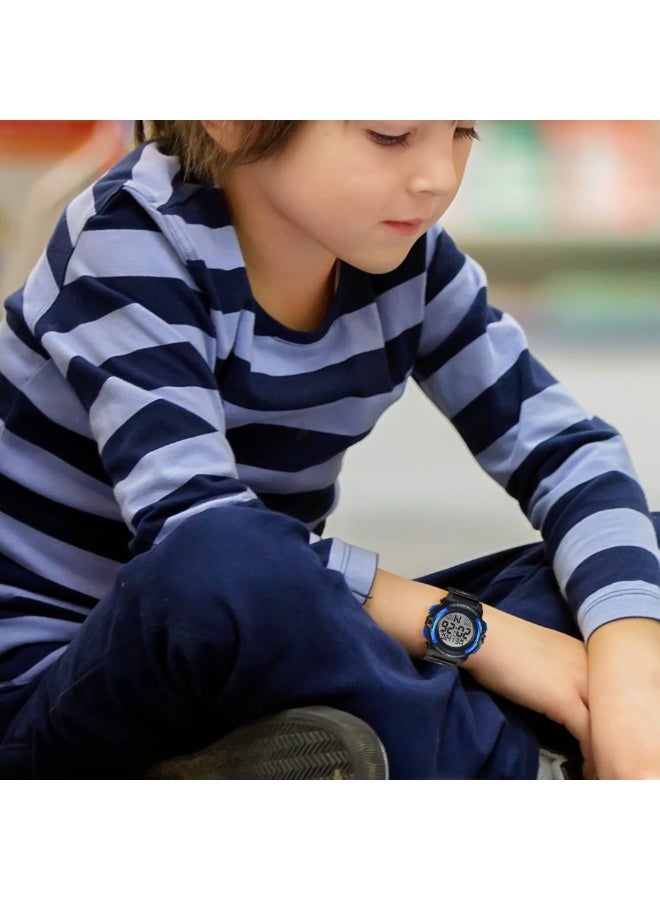 ساعة أطفال، ساعة أولاد للأولاد من 3 إلى 15 عامًا، ساعة رياضية رقمية خارجية متعددة الوظائف، كرونوغراف LED، مقاومة للماء حتى 50 مترًا، منبه، تقويم، ساعة تناظرية للأطفال، مع سوار سيليكون، هدية للأطفال. - Image 4