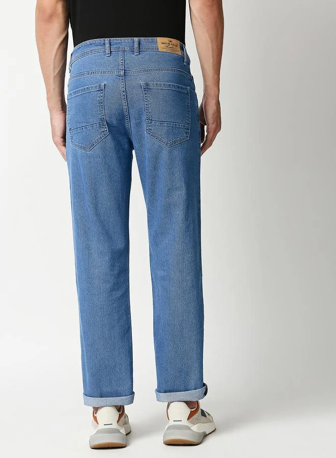 HIGH STAR HIGH STAR Men Blue Mid Rise Washed Light Fade Relaxed Fit Jeans