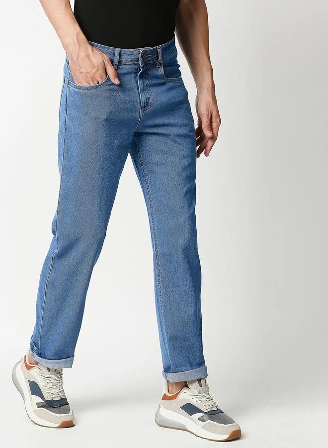 HIGH STAR HIGH STAR Men Blue Mid Rise Washed Light Fade Relaxed Fit Jeans
