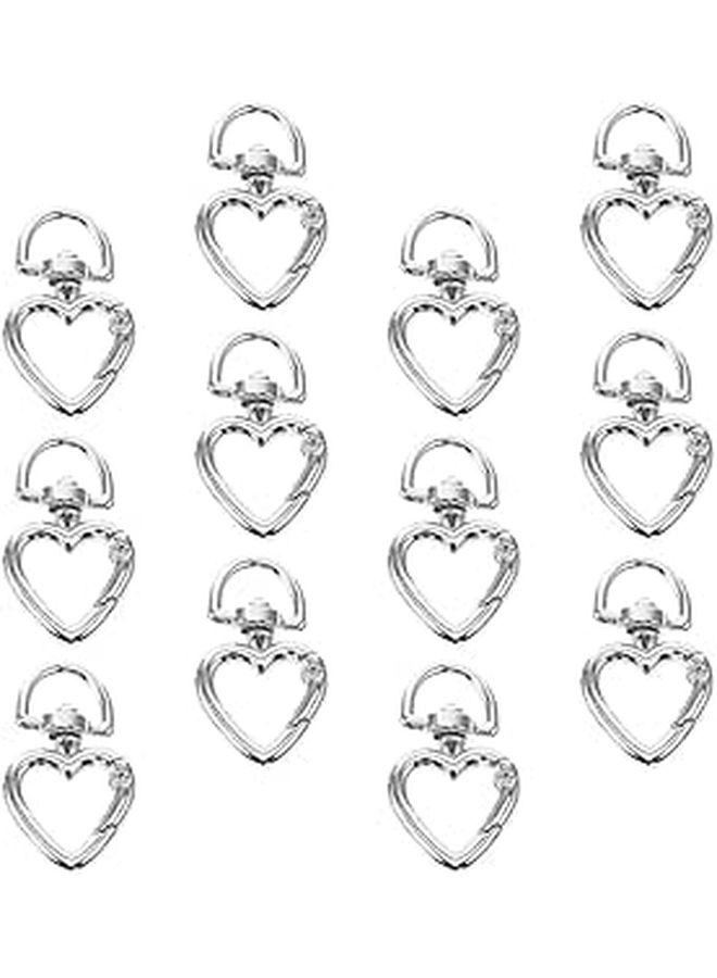 12pcs Heart Shaped Keychain Clips Mini Carabiner Hooks Silver Spring Buckle Purse Hardware For Diy Bag Accessories Key Ring Crafting - Image 1